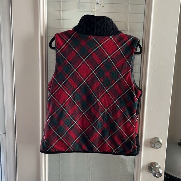 Pendleton Women’s Cable Knit Vest Large Petite Wool Tartan Plaid - Picture 2 of 6